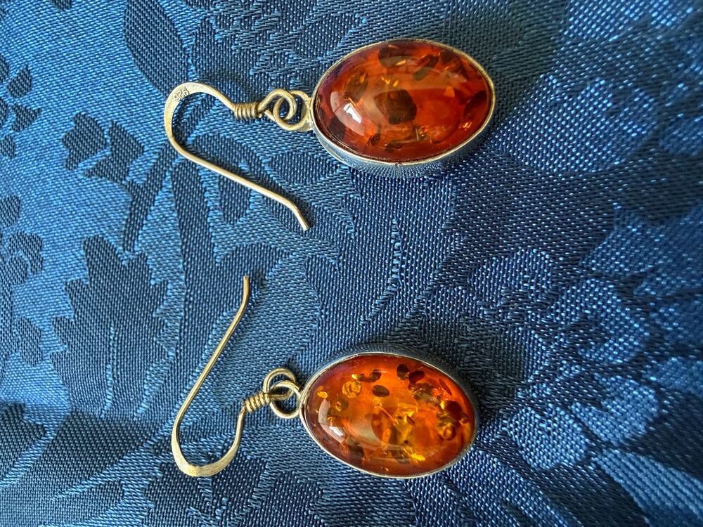 Sterling Silver Amber Drop Earrings MRL9